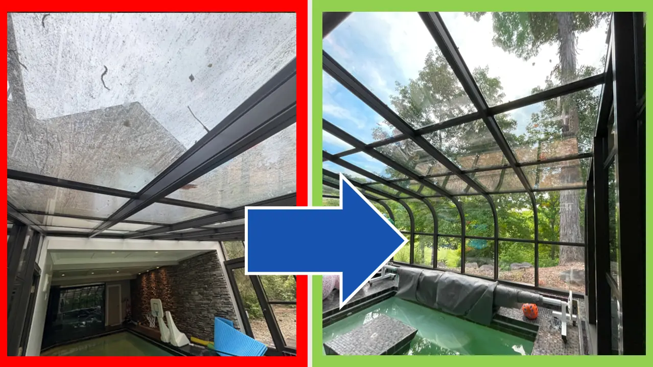 before and after of sun deck with spring cleaning by helping hand cincy